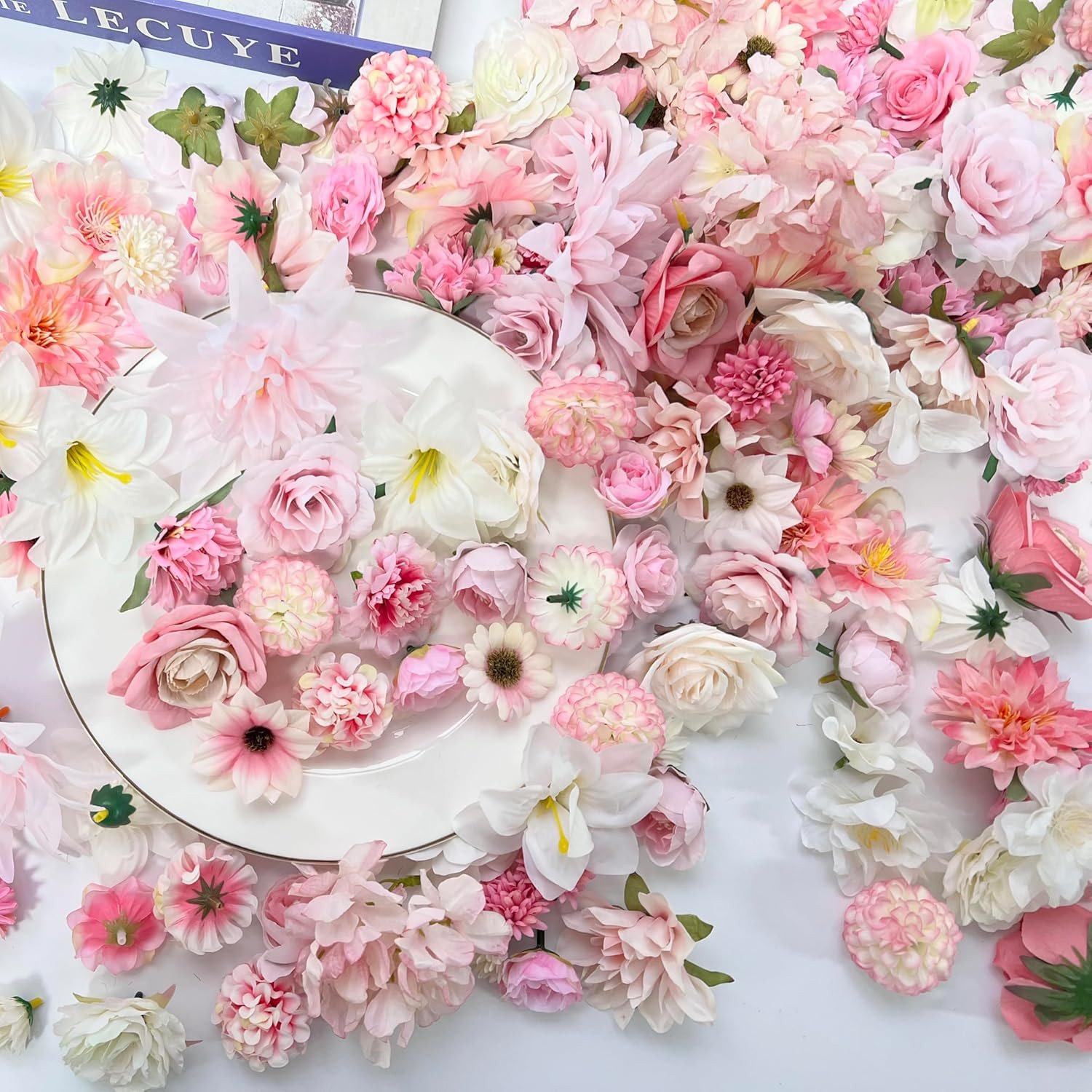 Bulk Artificial Pink Silk Rose Flower Heads for DIY Crafts and Decorations