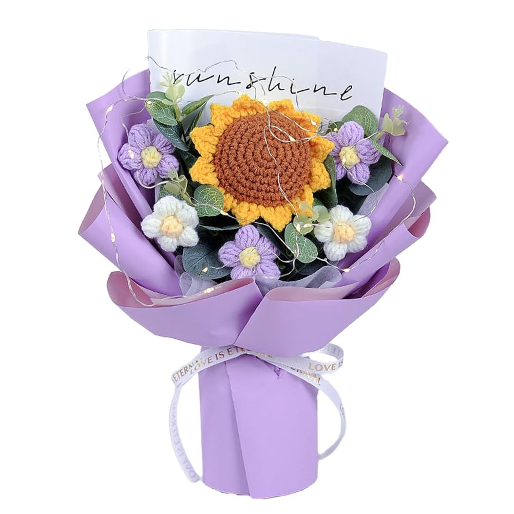 Crochet Flower Sunflower Bouquet – Handmade Artificial Flower for Festival We…