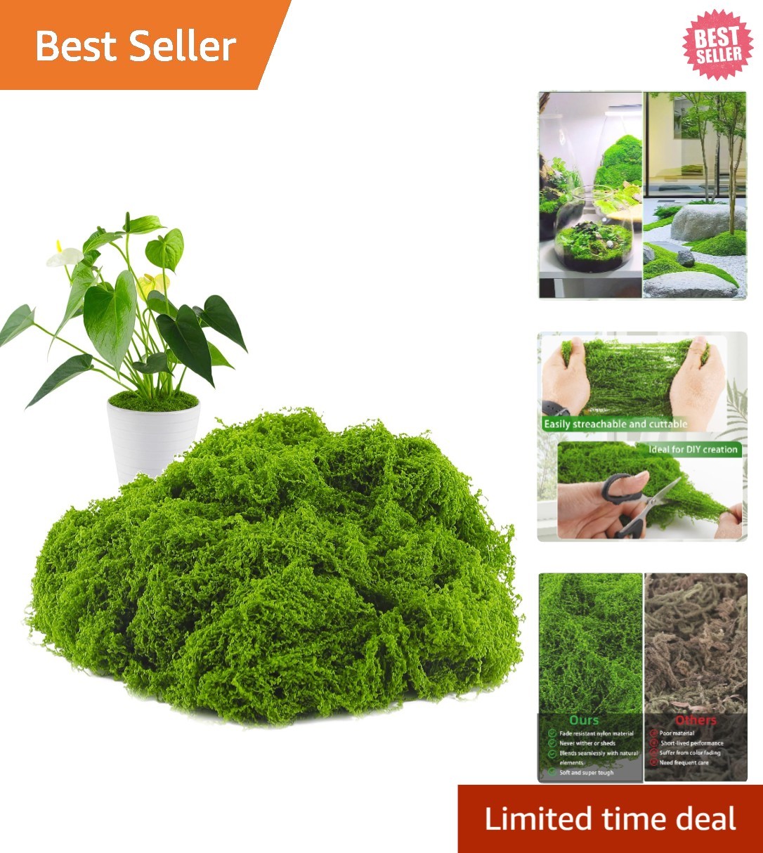 Versatile 3.5 OZ Fake Moss for Crafts – Perfect for Indoor and Outdoor Use