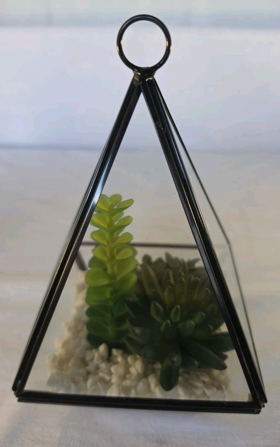 Geometric Pyramid Terrarium Hanging/Tabletop Planter Artificial Succulents