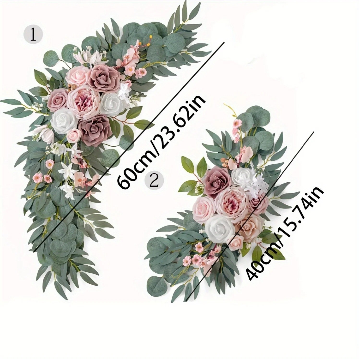 2pcs Wedding Decoration Flowers, Artificial Rose Wreaths,Suitable for Outdoor