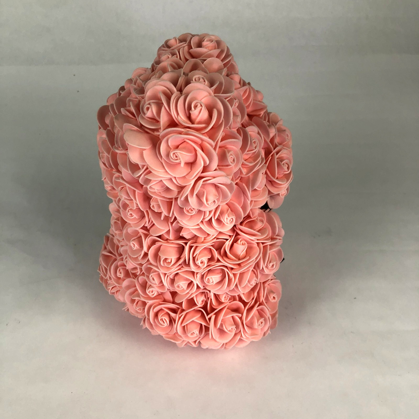 Valentines Day Gift Peach Foam Rose Bear 9.5″ Flower Teddy Decor Birthday Anniv.