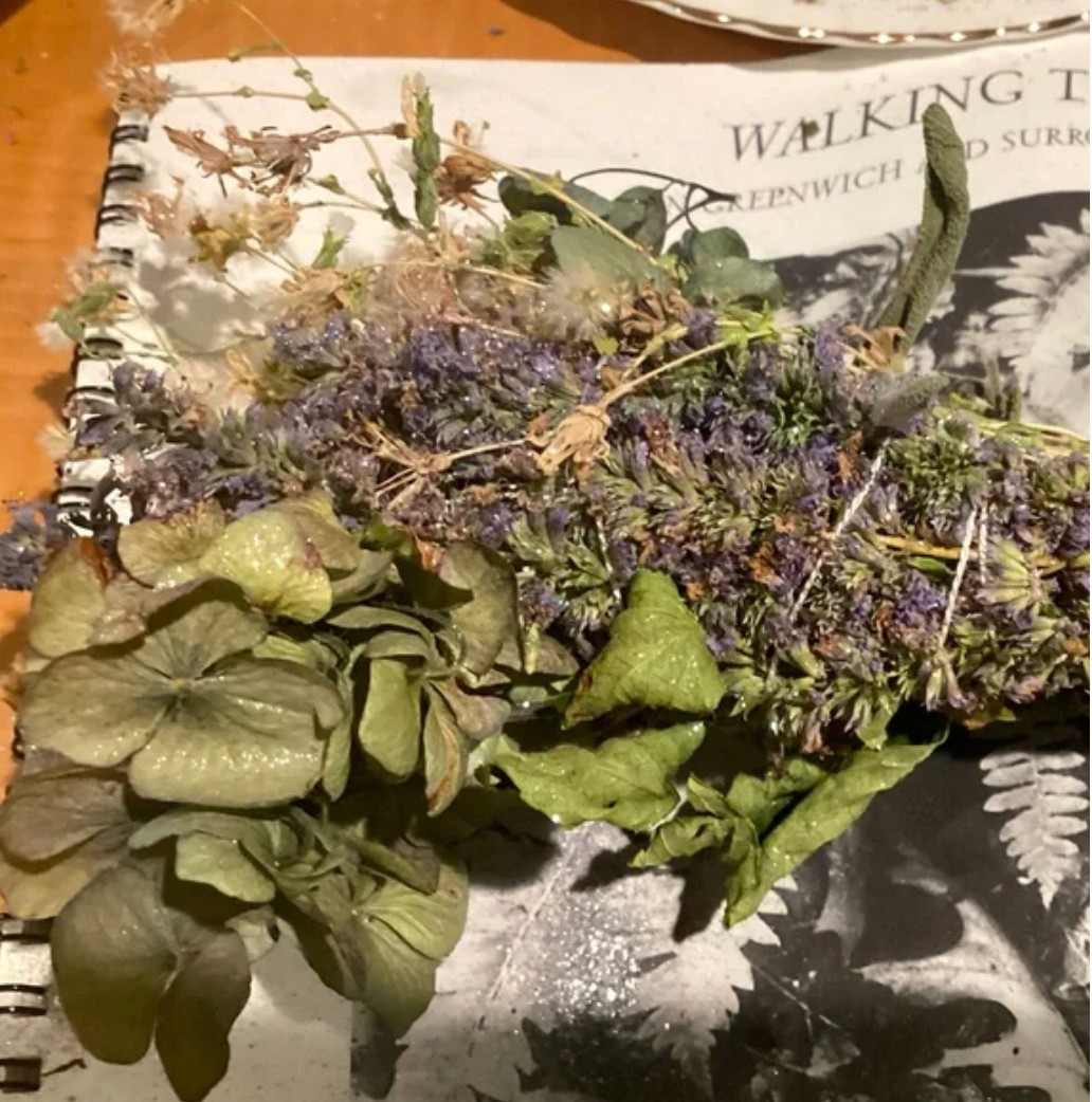 Windswept wand organic botanicals including hydrangea, sage, oregano, and hyssop
