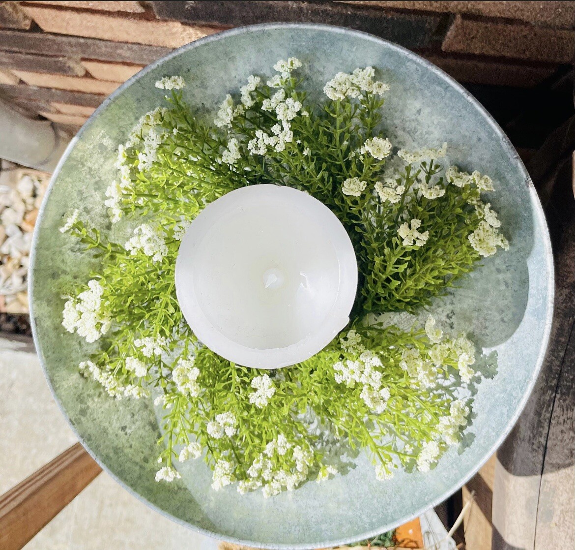Astilbe Country Farmhouse Small Wreath Ring White Flowers NEW