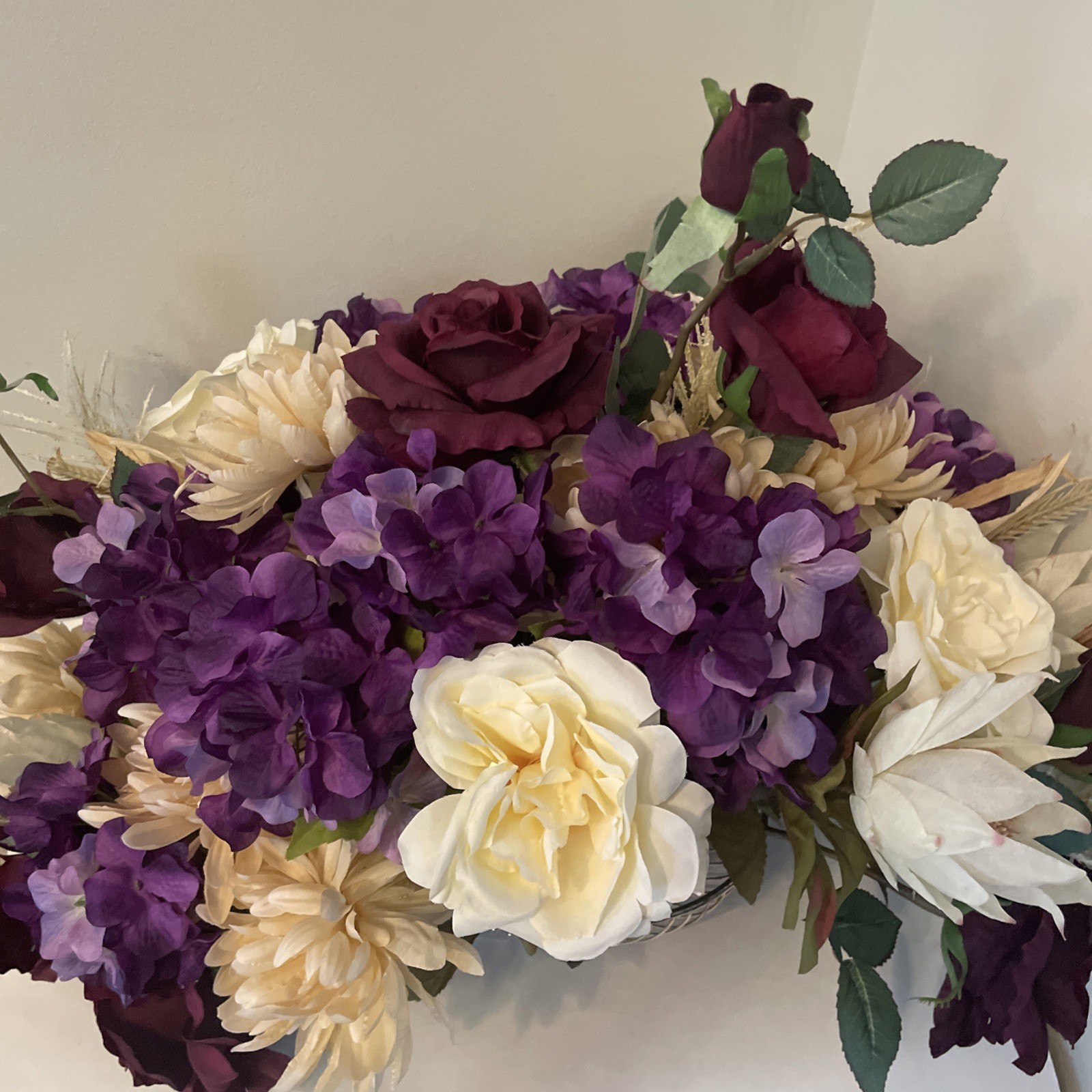 Blush Purple Floral Centerpiece, Romantic Table Decor, Neutral Ivory Arrangement