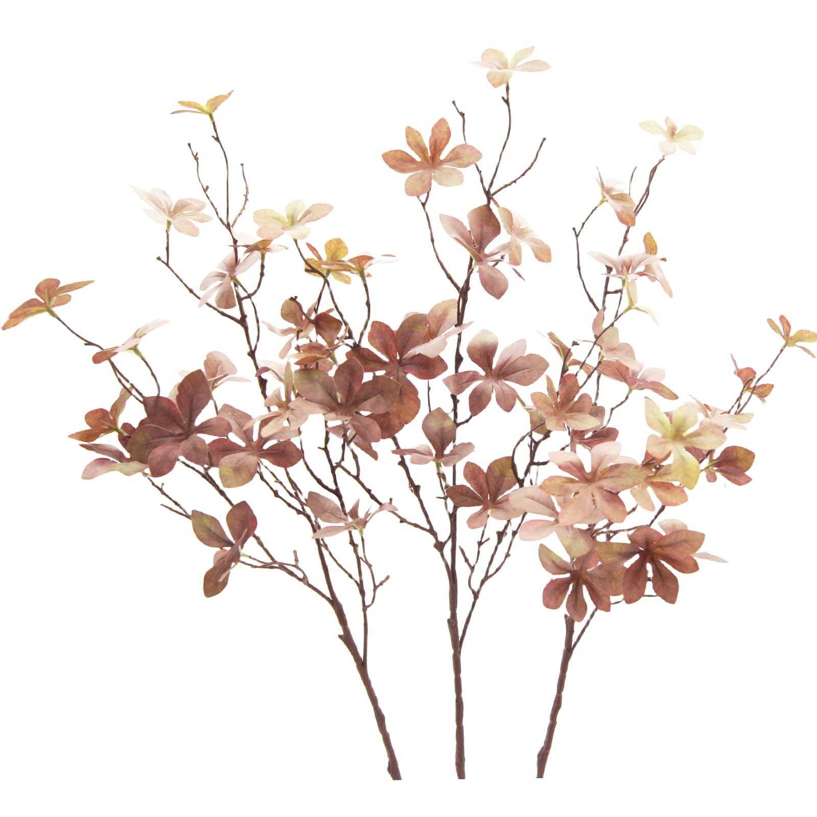 3PCS Artificial Fall Stems 28″ Faux Branches with Leaves for Vase Fake Plants fo
