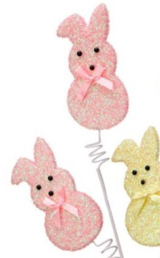 Sugared Bunny Peeps Spray Set of 3 Picks 27 Inch Easter Decor Spring Decor Craft