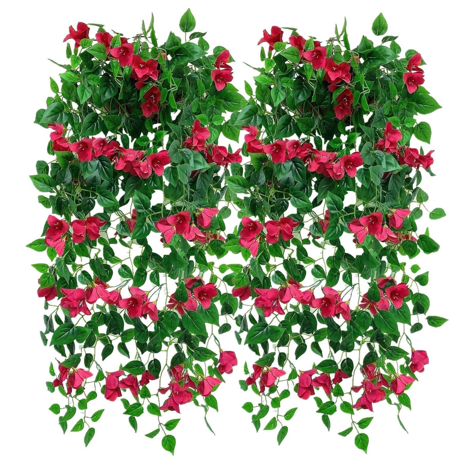 Magrowie Pack of 4pcs Artificial Hanging Bougainvillea Silk Plastic Flower Vi…