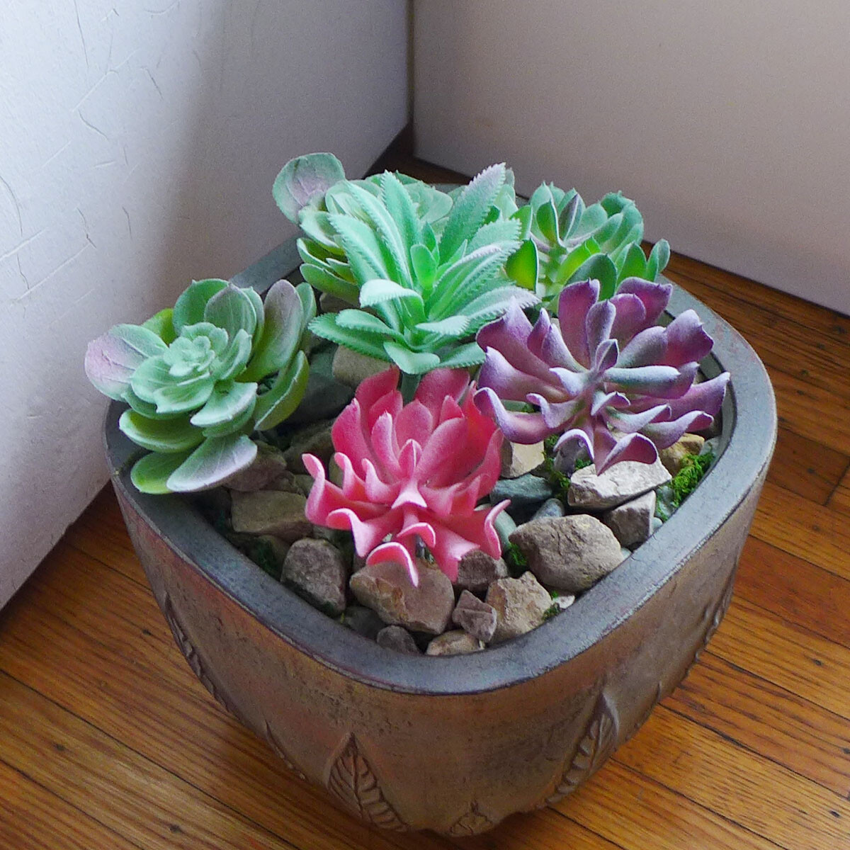 Set of 6 Pcs Mix Artificial Plants Flocking Succulents (#82)