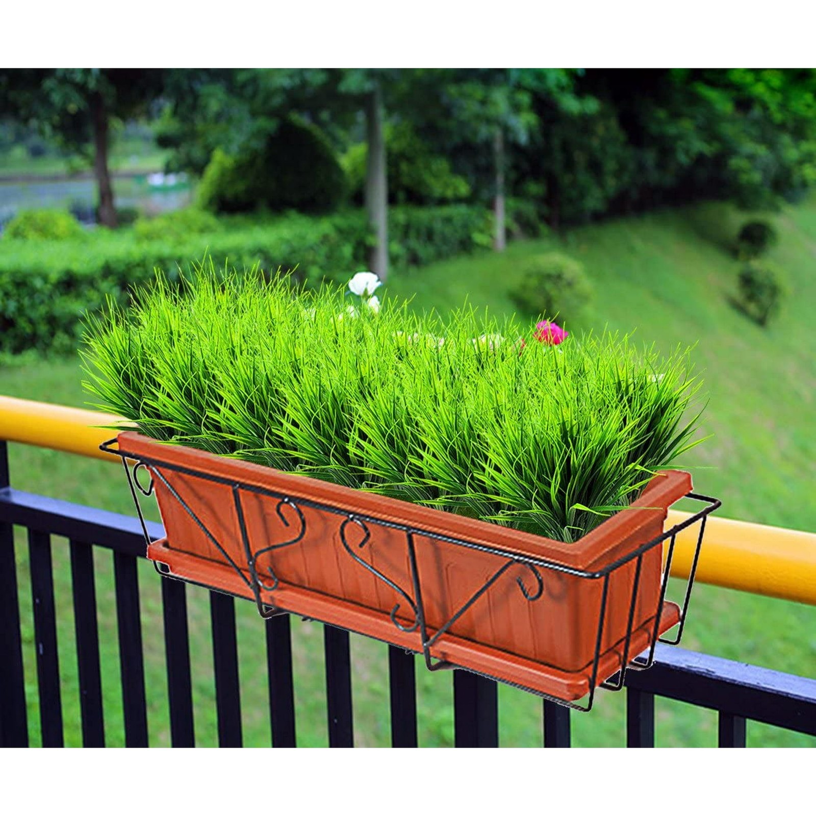 12Pc Artificial Outdoor Wheat Grass UV Resistant Fake Greenery Faux Shrubs Grass