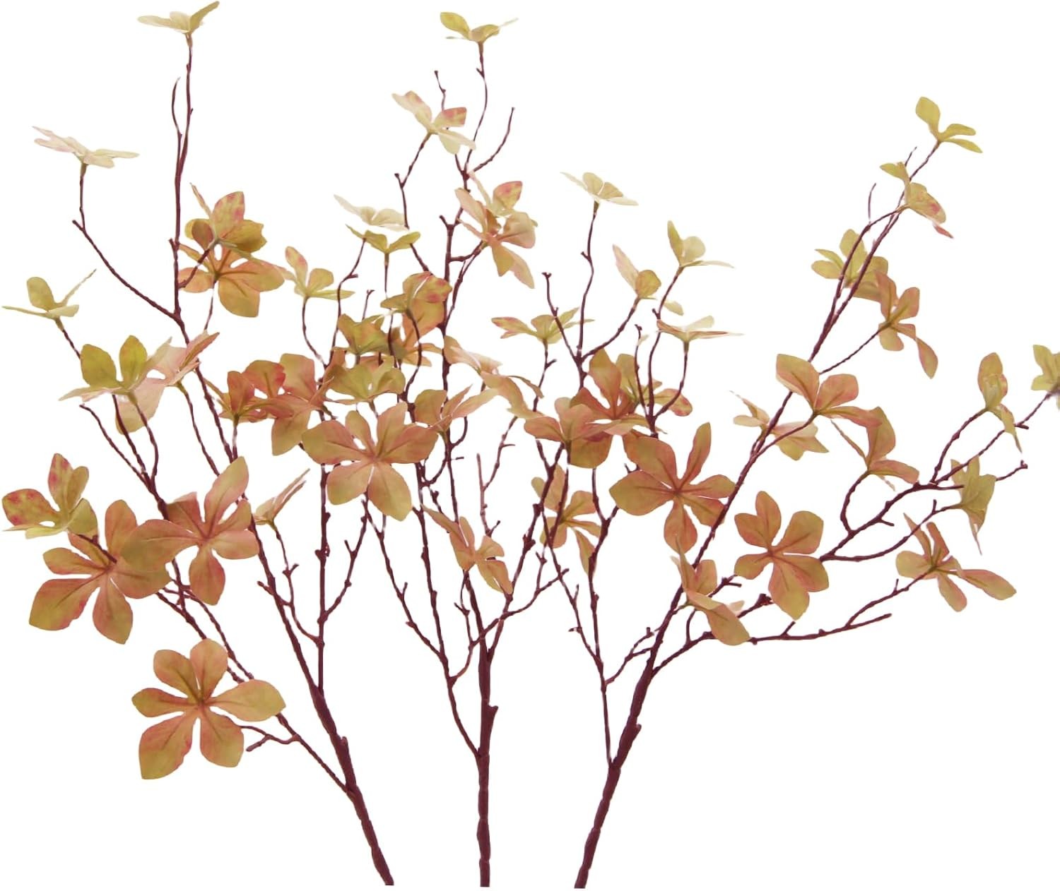 3PCS Artificial Fall Stems Faux Branches with Leaves for Vase Fake Plants for Ho