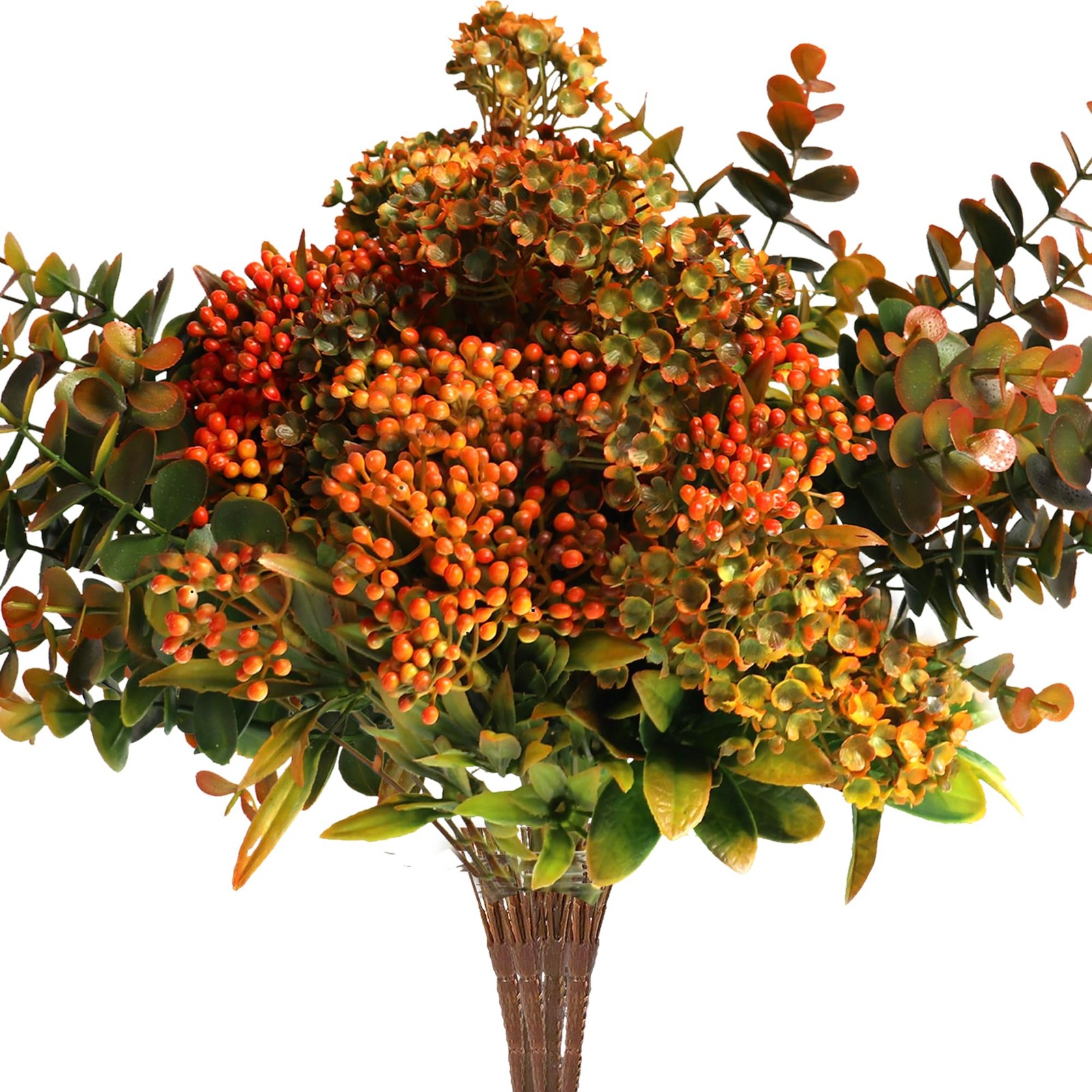 Artificial Fall Flowers Mums Outdoor – 6 Bundles Fake Plants No Fade Faux Pla…