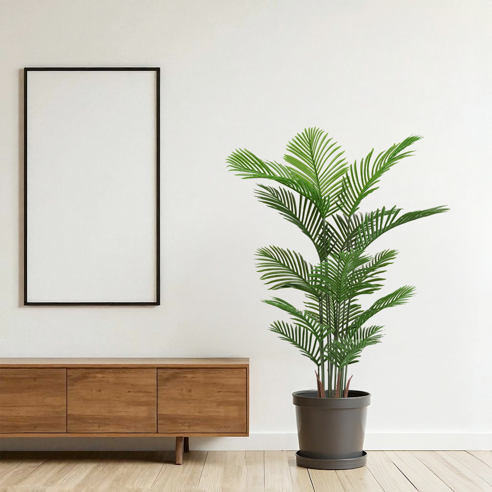 Artificial Areca Palm Plant 5.2ft Tall Faux Tropical Tree in Pot 2pcs/set