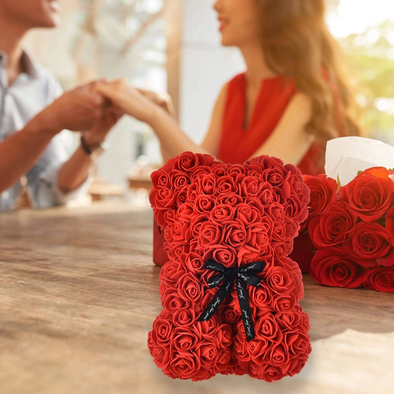 Rose Teddy Bear Flower with Gift Box US Seller