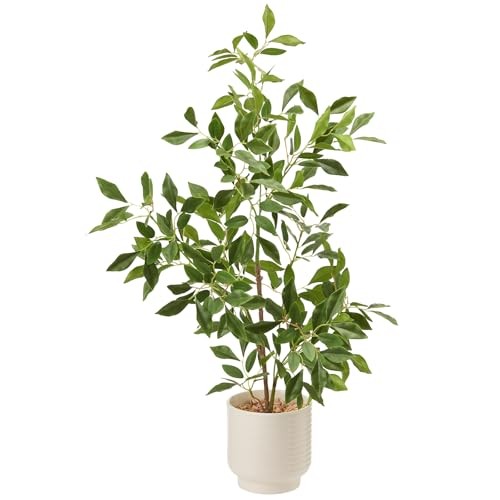 Artificial Potted Plants Indoor,27″ Faux Plants Ficus Leaves Trees with Green