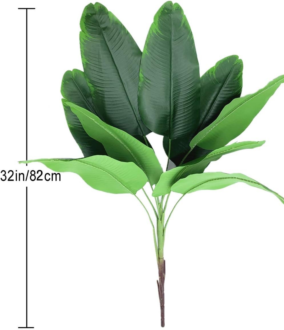 Artificial Plants Tropical Leaves, Fake Greenery Banana Tree Faux Palm Plant …