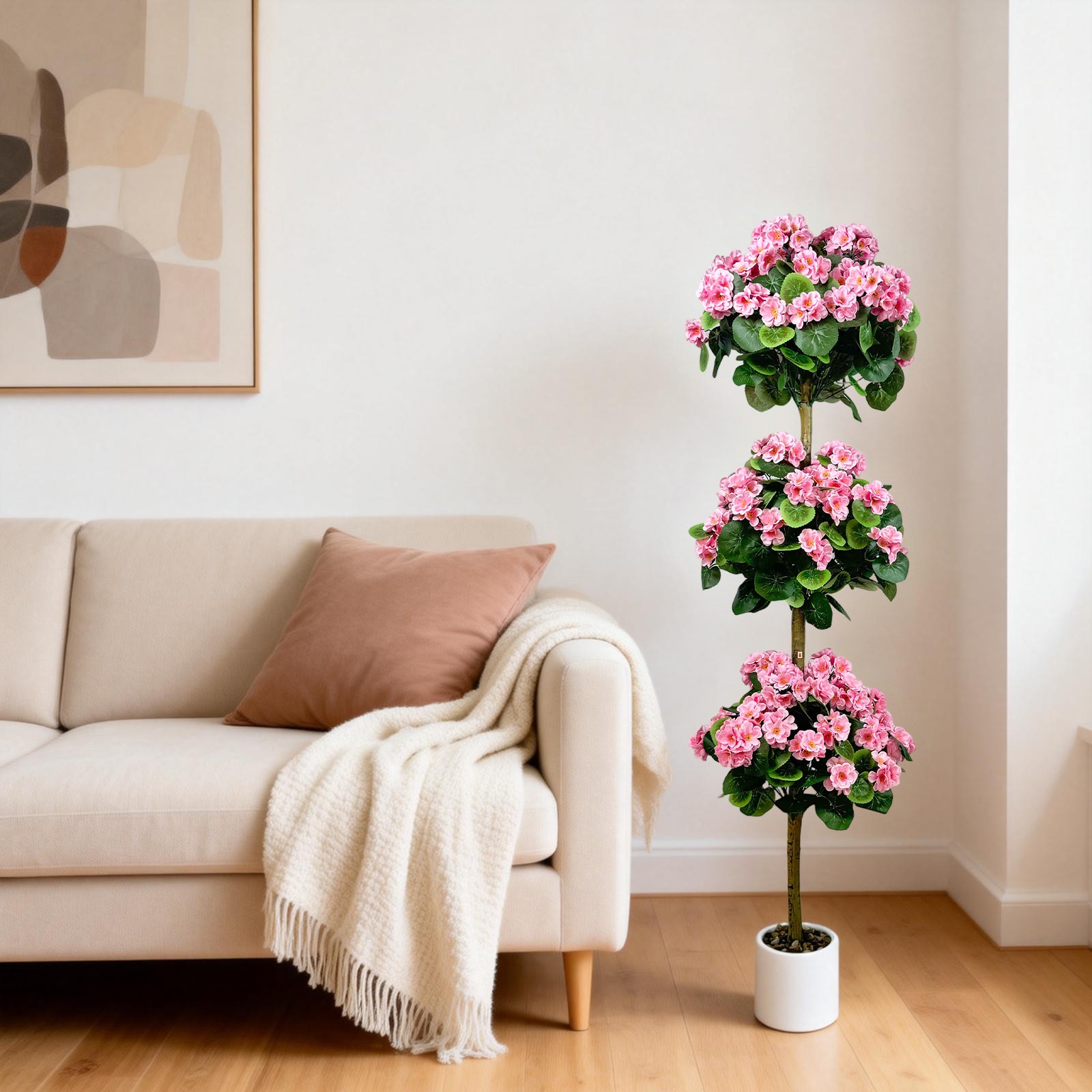 5 FT Artificial Hydrangea Tree- Large Faux Hydrangea Plants Indoor Outdoor Pink
