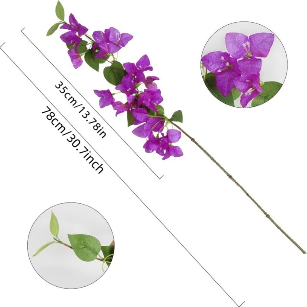 Silk Flower Stem Bougainvillea Branch Lifelike Texture Low Maintenance