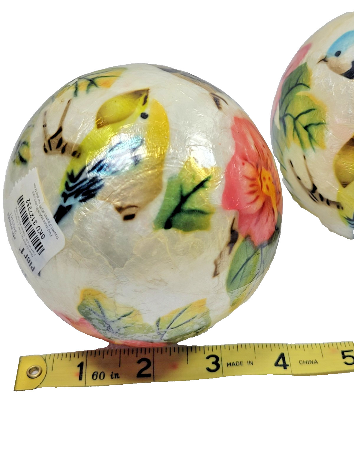 Pier one decorative Balls 2 w/ Birds 1 w/ Paisley print