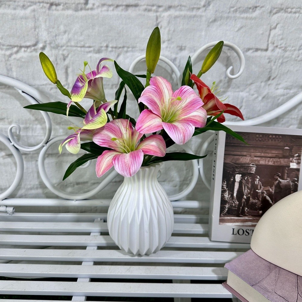 3D Printed Silk Hemerocallis for lily Artificial Flower for Wedding Home Decor