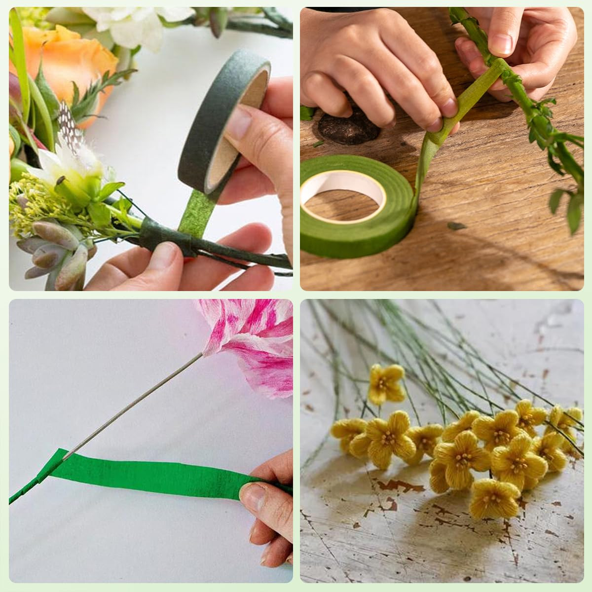 Floral Arrangement Kit, Green Floral Tape Floral Stem Wire Floral Wire Boutonnie