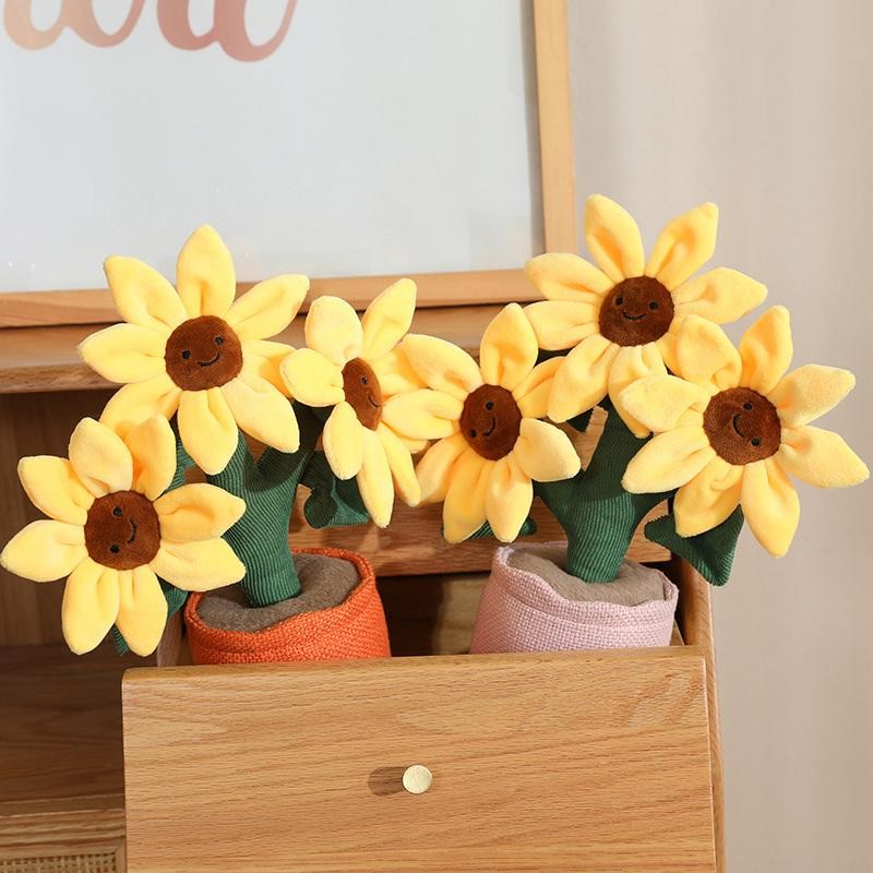 Sunflower Plush Doll Bouquet 32cm Simulation Flower Home Car Decor
