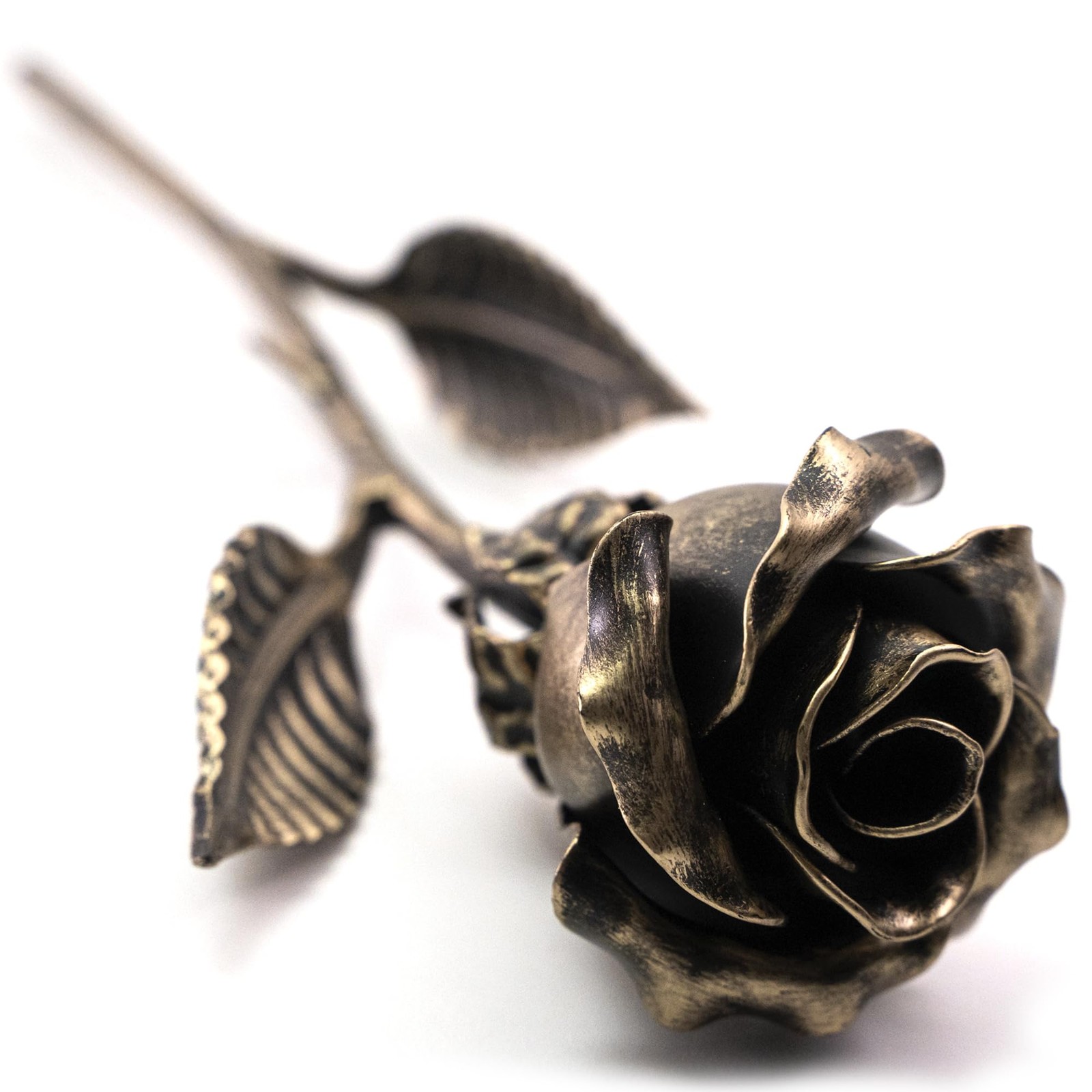 Handcrafted Bronze Rose – 8th & 19th Yeat Wedding for Her – Solid Metal Forev…