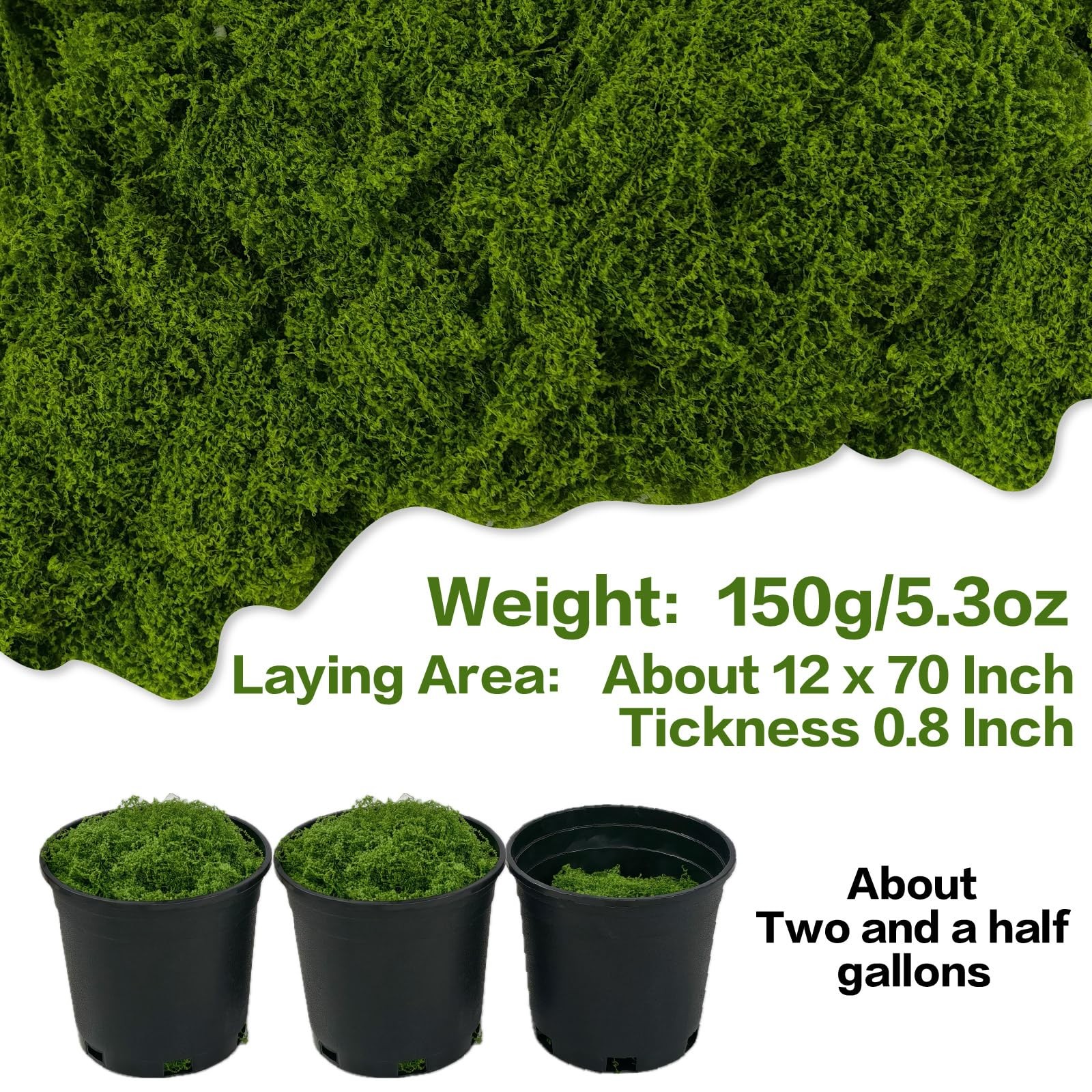 SoffMoiis 5.3oz Dark Green Artificial Moss – Faux Moss for Potted Plants, Fak…