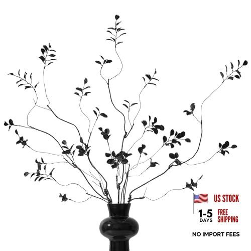 4 Pcs 38.5″ Tall All-Artificial Branches with Leaves – Realistic Faux Black