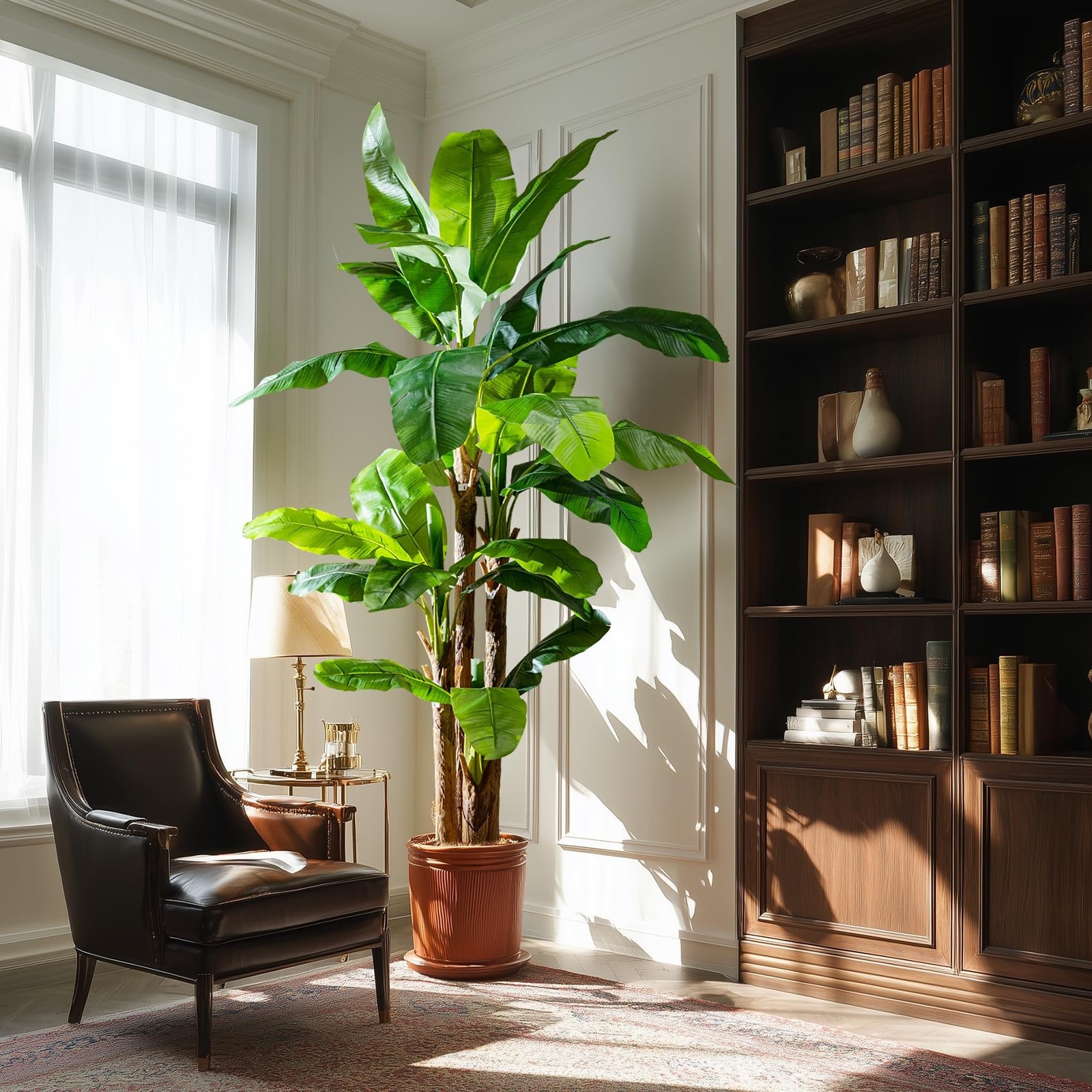 Artificial Banana Tree 9ft, Faux Tropical Palm Tree Plant with Realistic Leav…