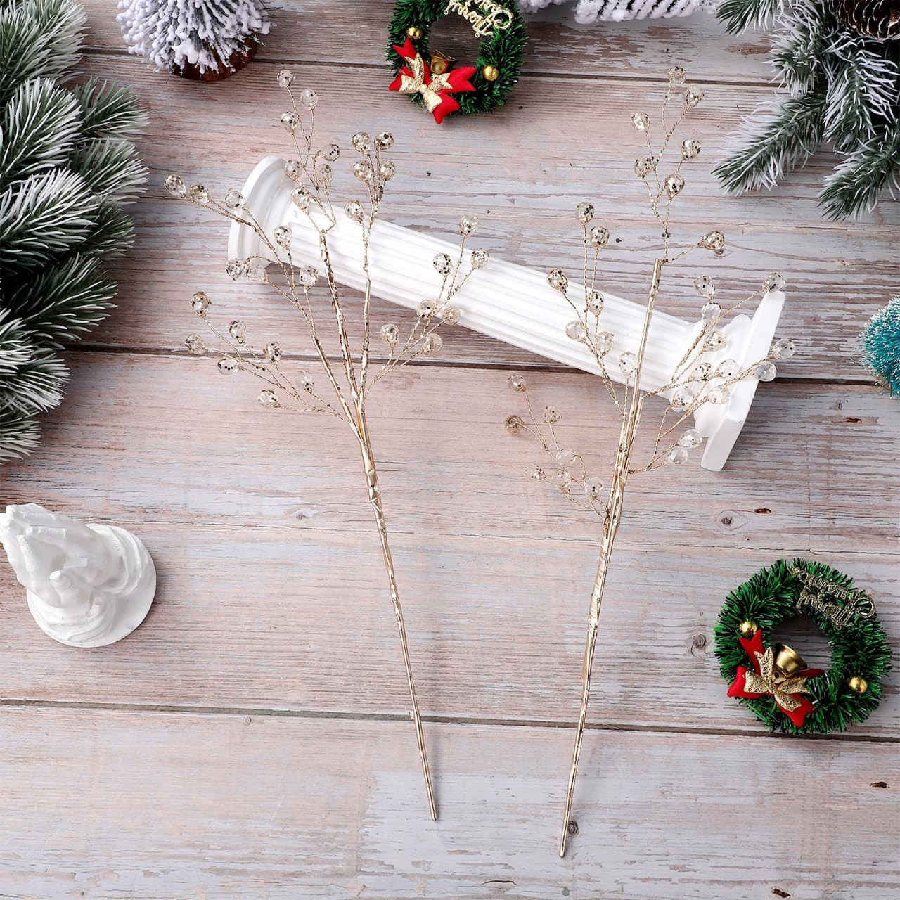 6 Pcs Acrylic Bead Drop Stems Artificial Flower Stem Branches Bridal Picks for W