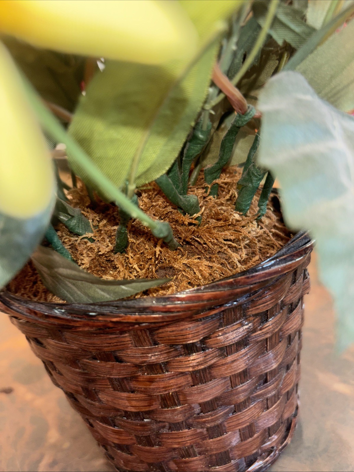 Artificial Floral Arrangement Pot Included (wicker Basket)