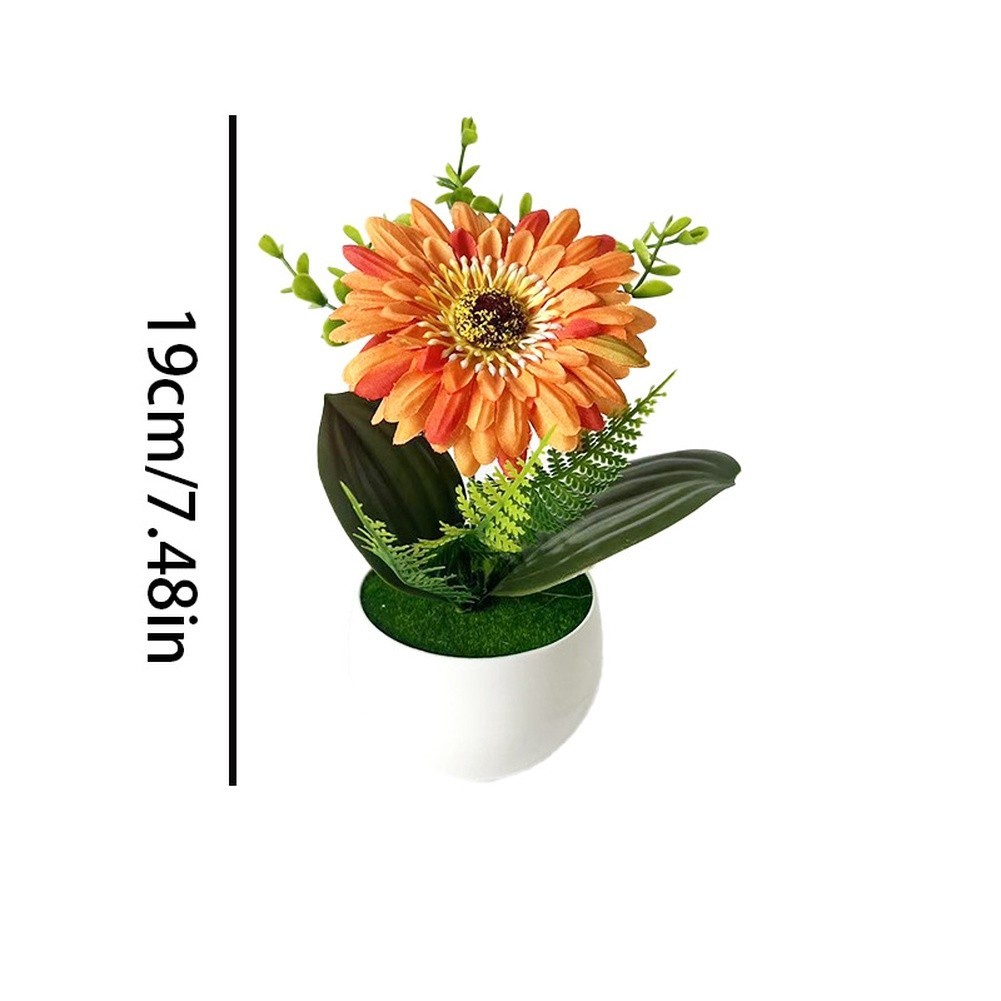 White Pot Faux Gerbera Daisy 19 cm Lifelike Plastic Flower Indoor Decor