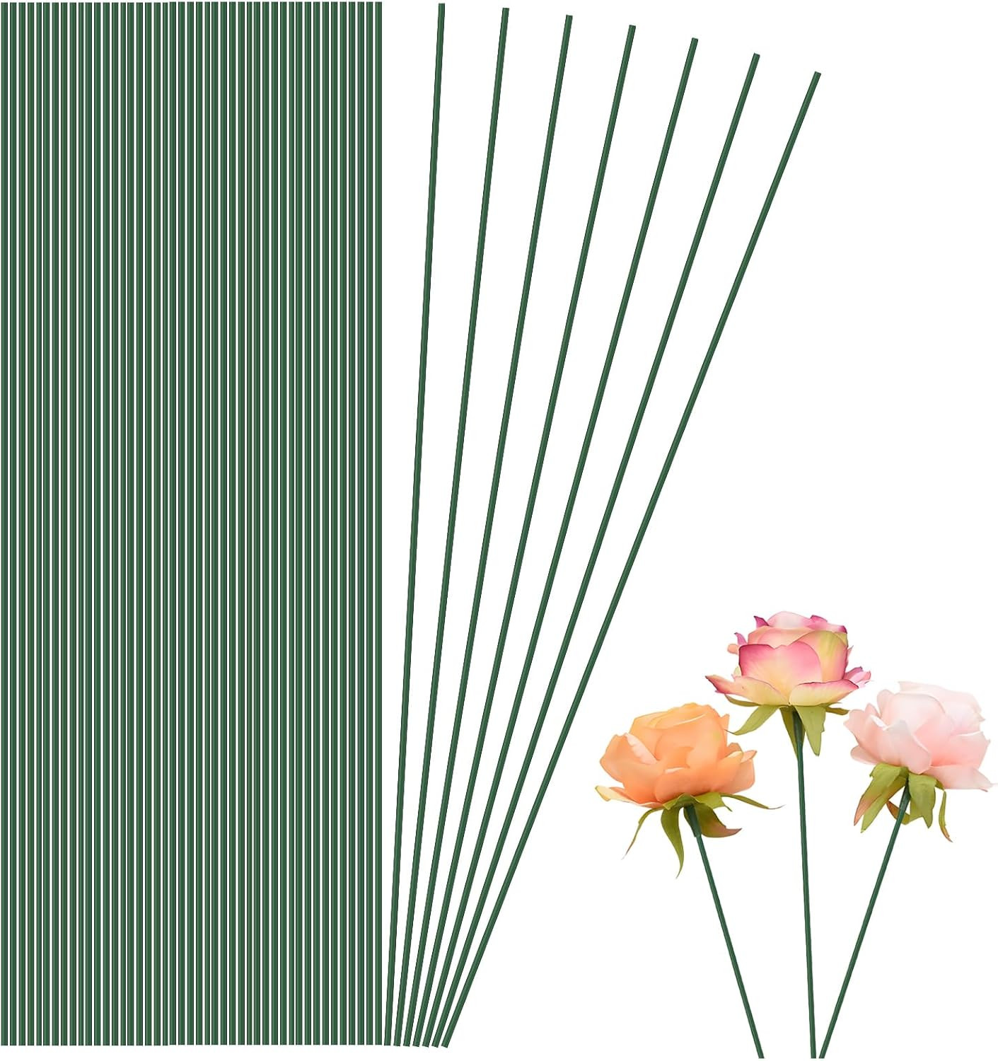 100 Pcs Floral Wire Floral Stem Artificial Flower Stick Stub Stem Metal Plant Su