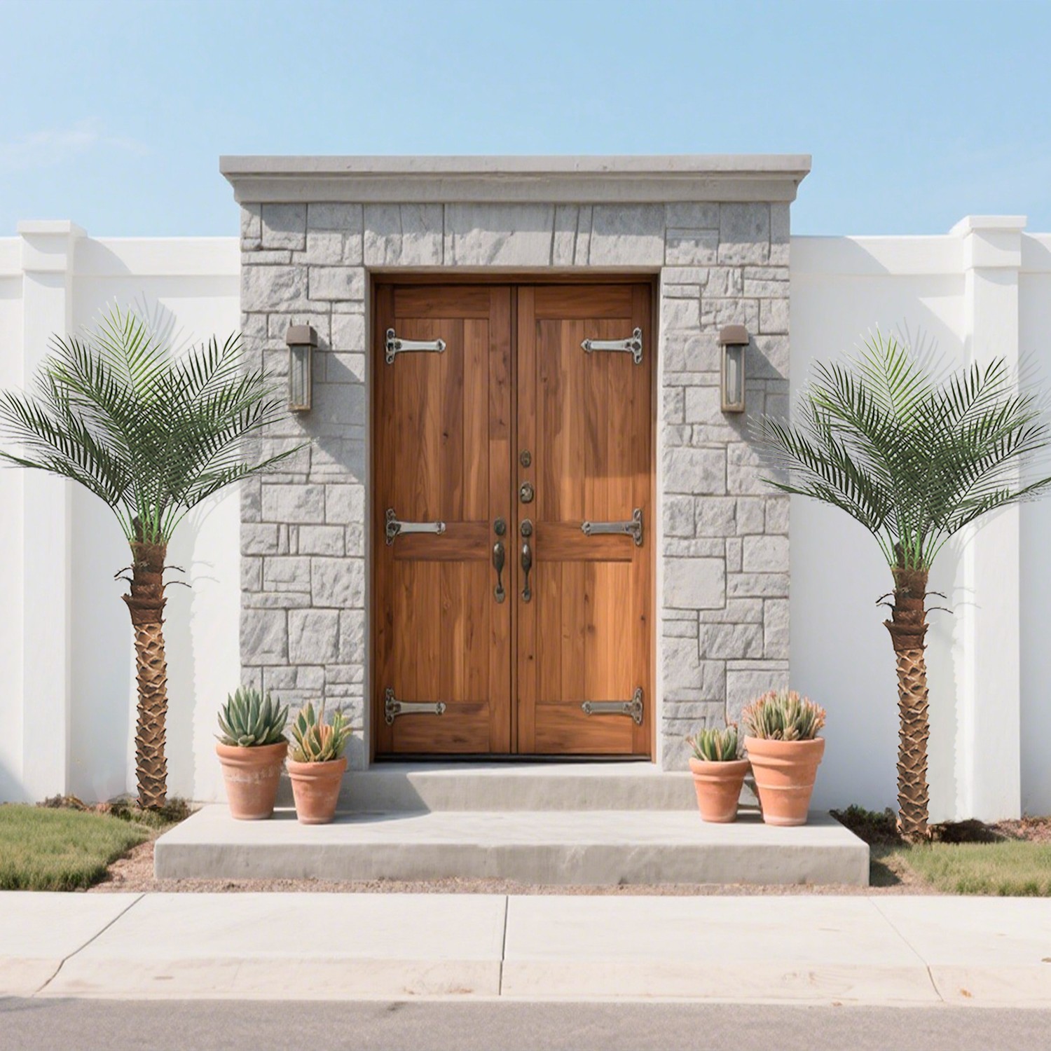 150cm Artificial Coconut Palm Single Stem 2 Pcs Realistic Fake Plant Home Garden
