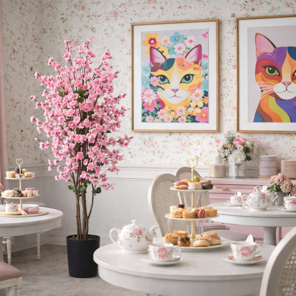 Artificial Pink Blossom Tree 120cm Realistic Faux Indoor Home Office Decor