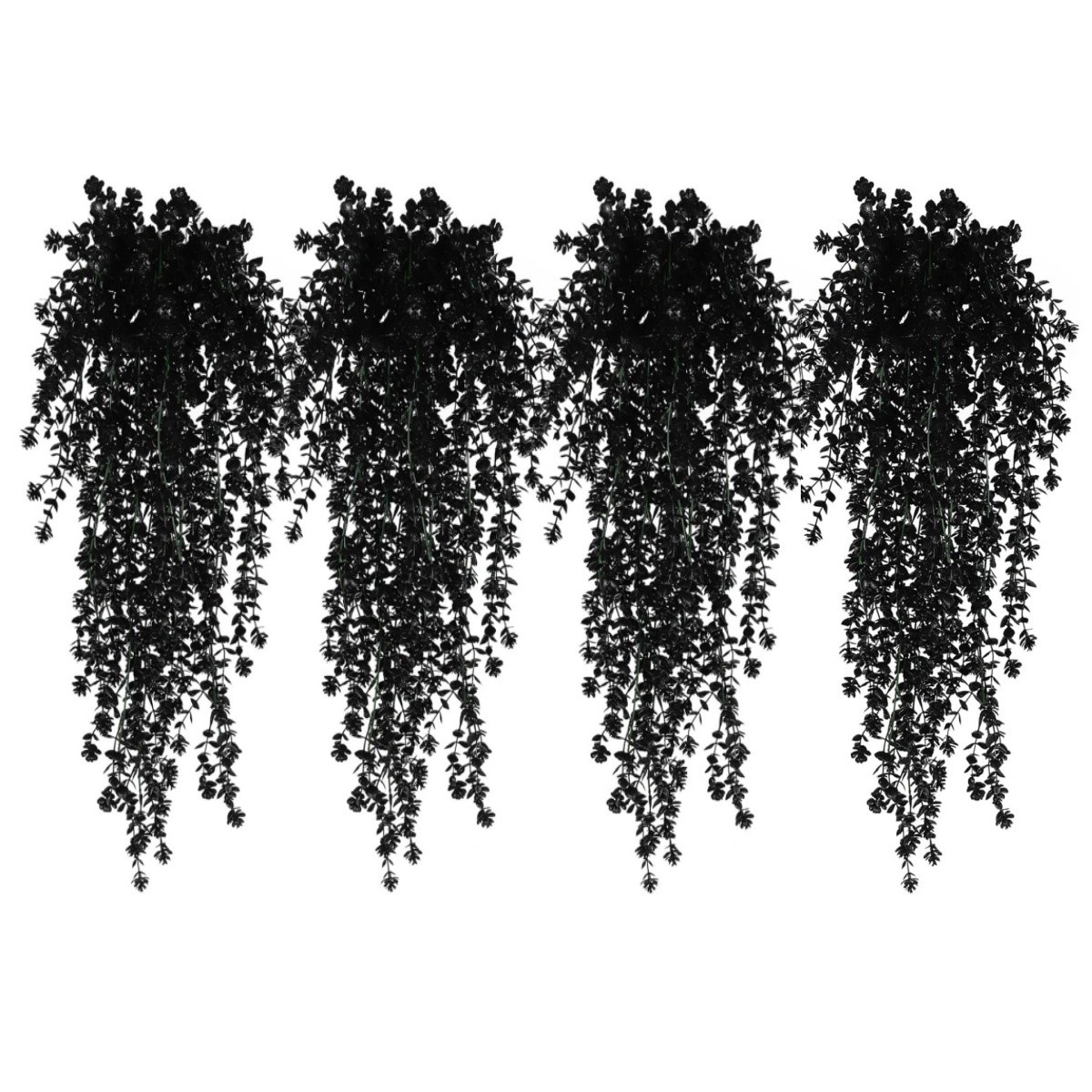4Pcs Black Hanging Flowers Artificial Plants for Halloween Garden Gothic Decor