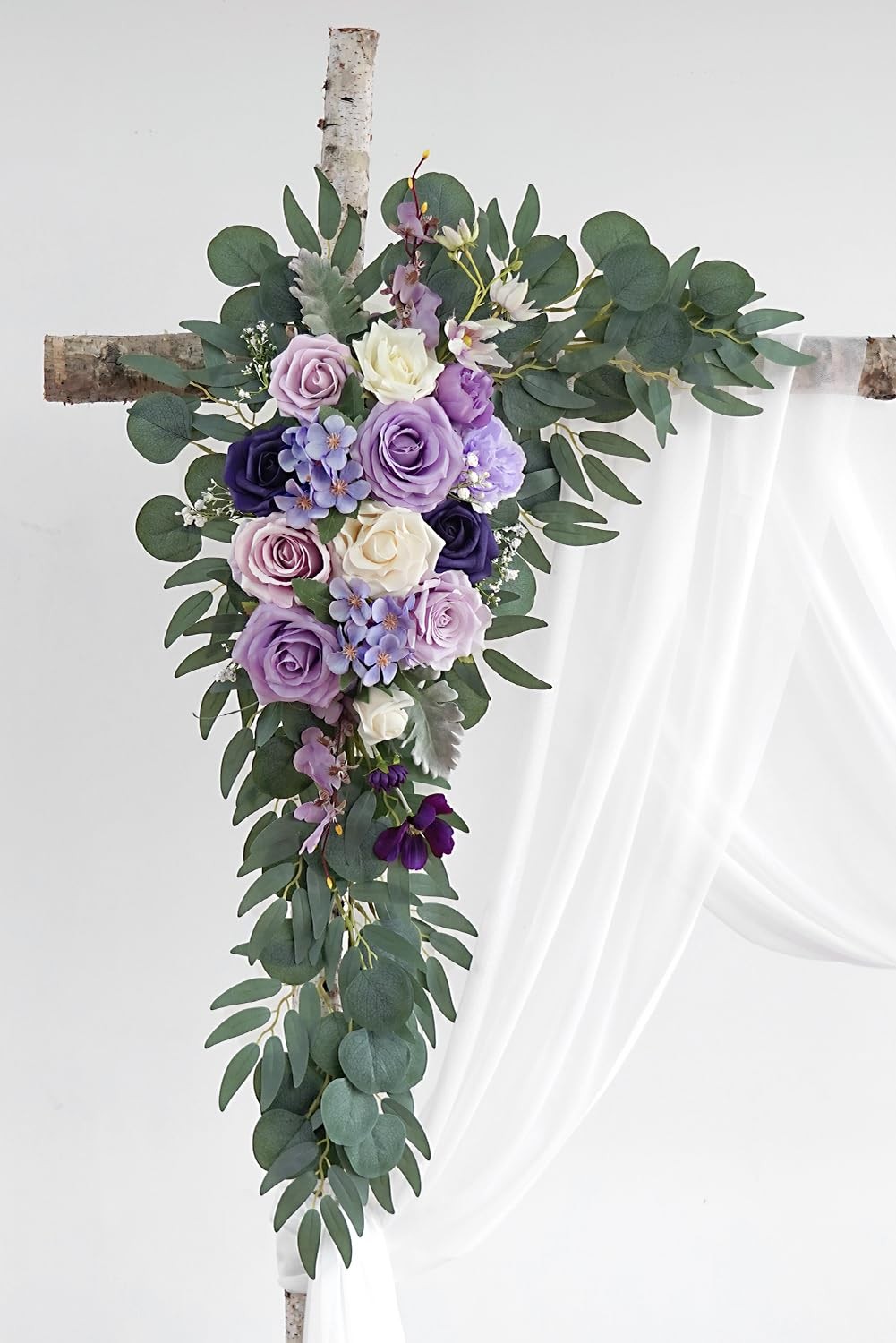 Lilac Artificial Wedding Arch Flowers Kit (Pack of 3) with 26Ft White Shiny A…