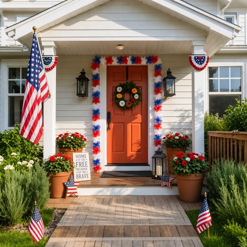 Red White and Blue Leis 24 pcs 4th of July Leis Patriotic Leis Bulk Fourth of…