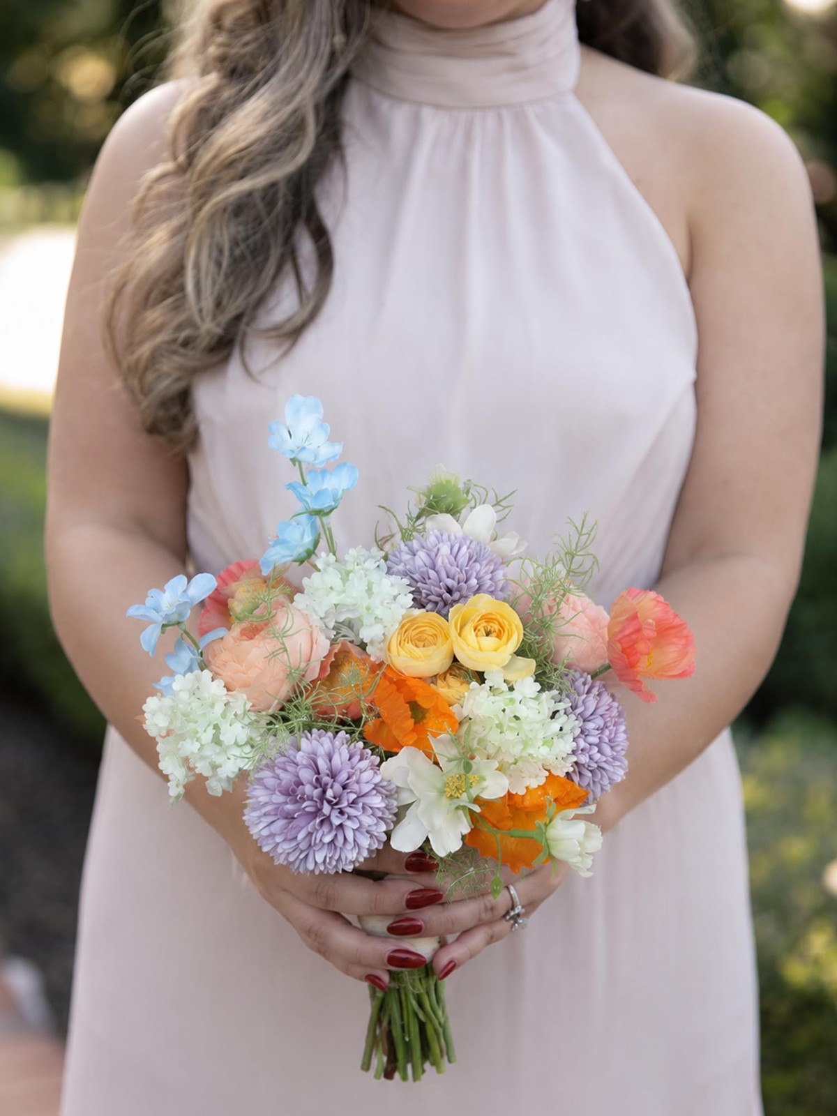 Rinlong 1Pc Wedding Bouquets for Bridesmaids Bride Spring Pastels Pink Blue A…