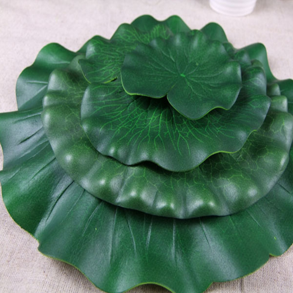 Fake Artificial Lotus Leaves Flower Plastic Water Lily Floating Pool Decor 10pcs