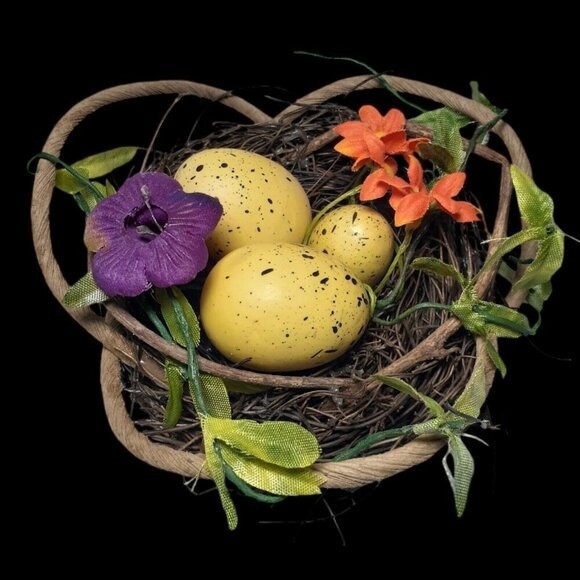 Birds Nest Arrangement with Speckled Eggs 6″ Easter Spring