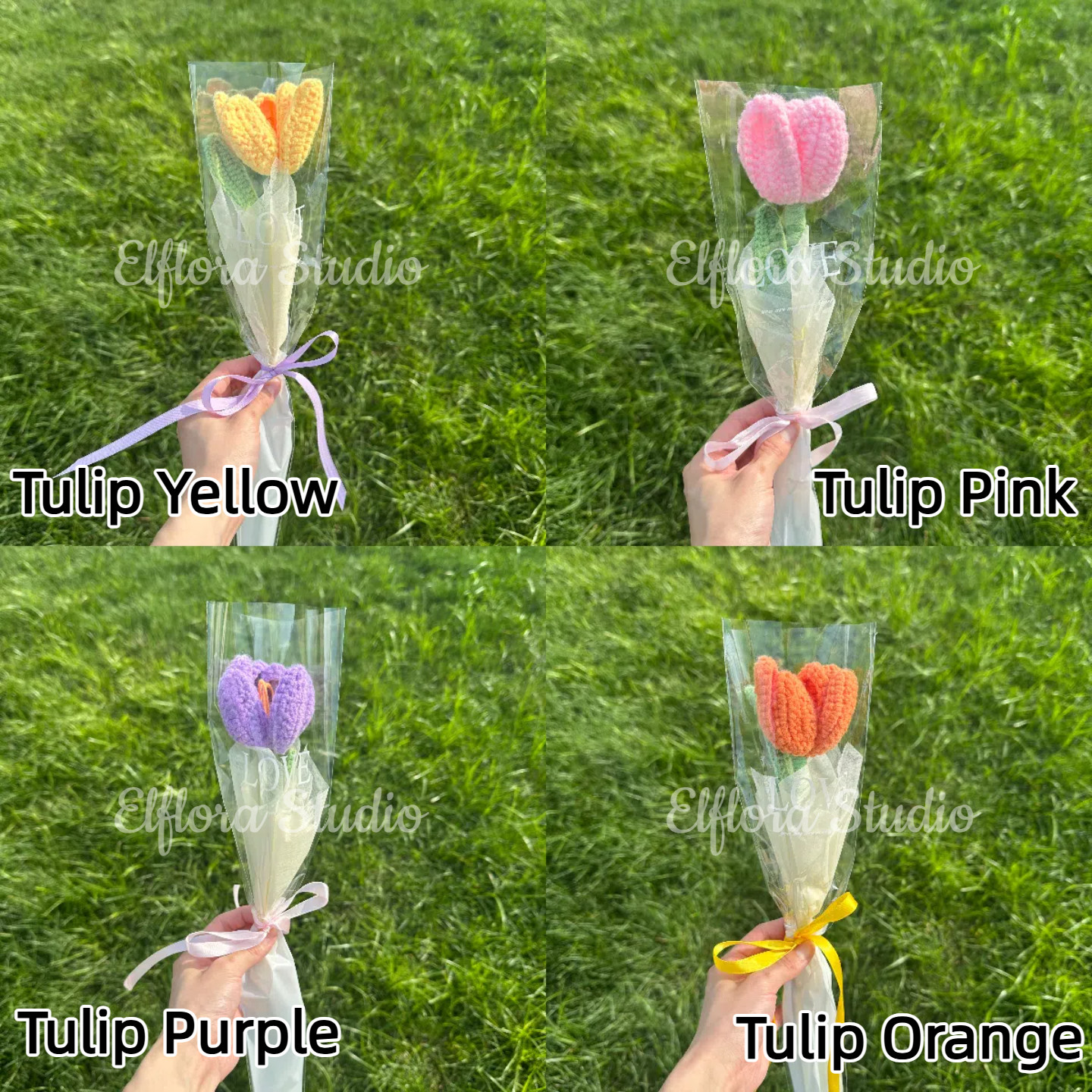 Crochet Flower Bouquet – Handmade Yarn Roses, Tulips, Peonies & More