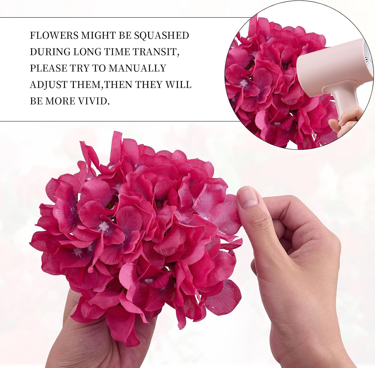 80 PCS Fuchsia Silk Hydrangea Flowers for Wedding & Party Decor
