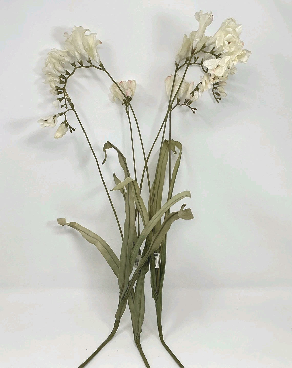 Freesia Spray Floral Pick 30” Long White w Pink Ends 3 Picks Vase Filler NOS