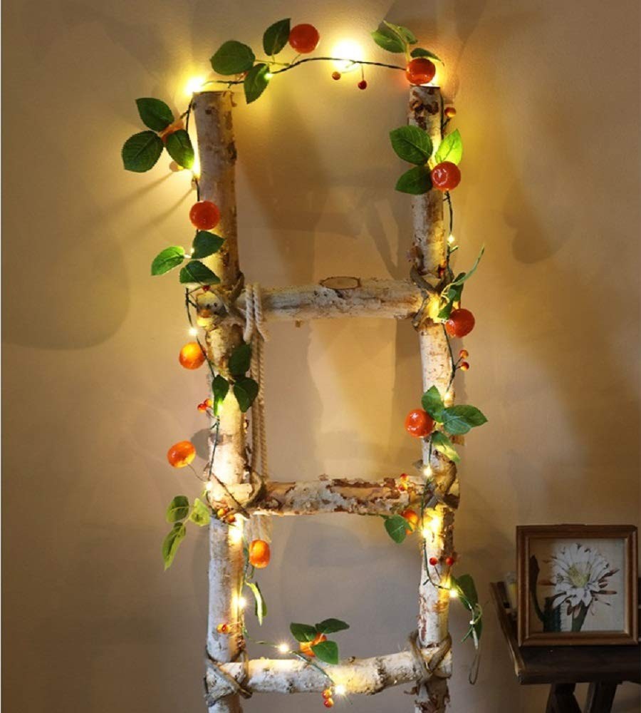 Artificial Fruit Tangerine String Lights LED Oranges Hanging Vines Plant Garl…