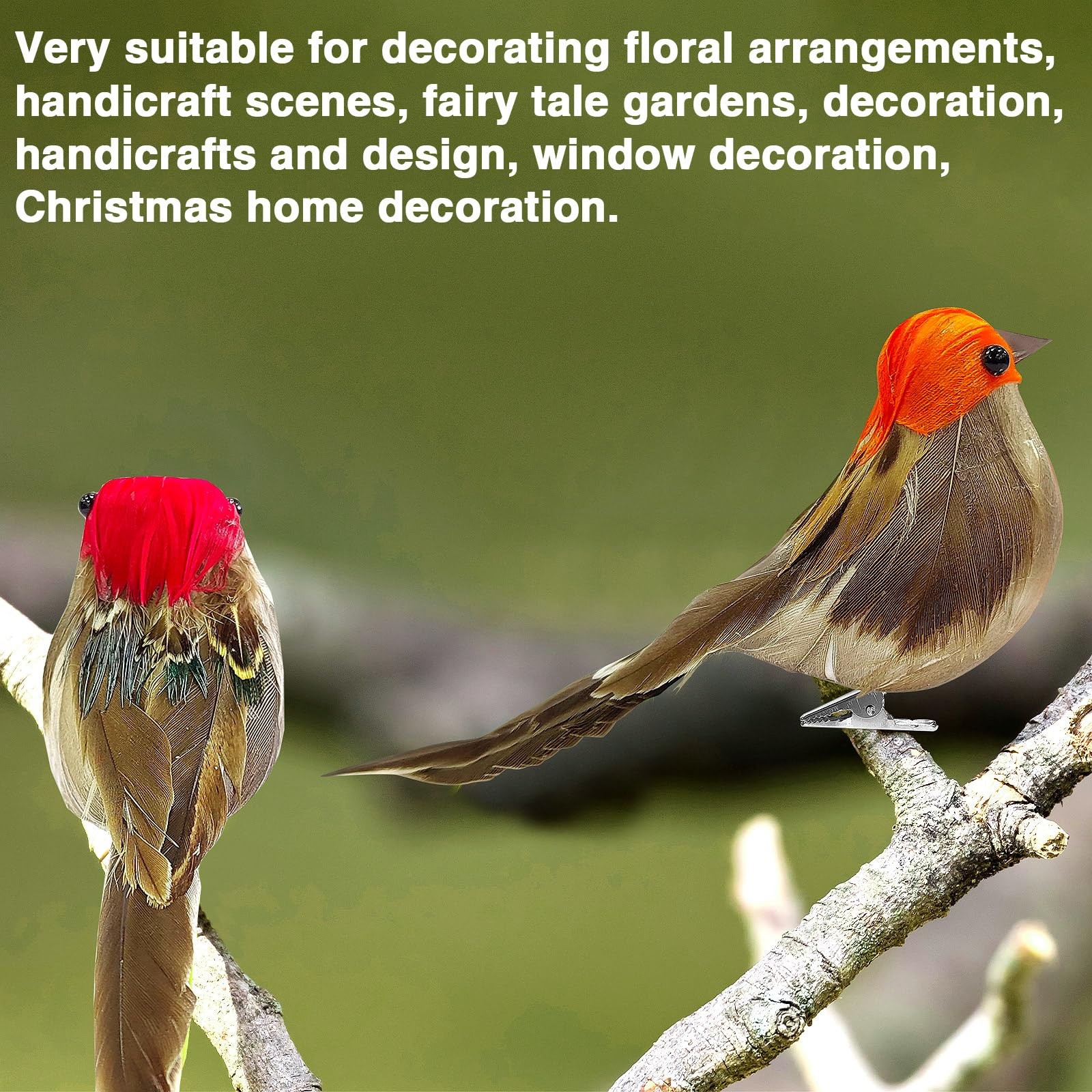 6 PCS Artificial Birds Clip On Ornaments Simulation Sparrow Craft Decor