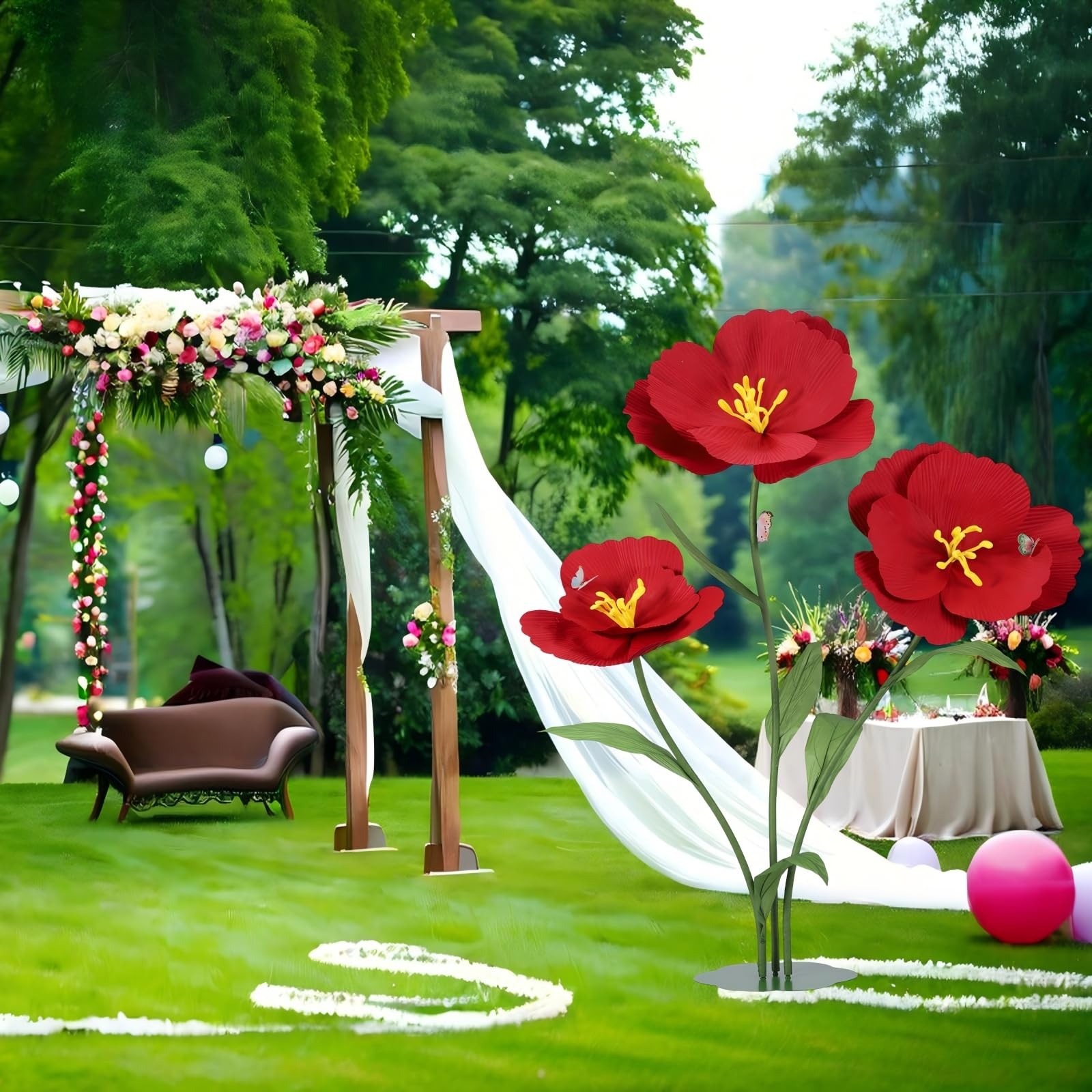 3PCS Giant Artificial Flowers Large Felt Fabric Flower Decorations for Room B…