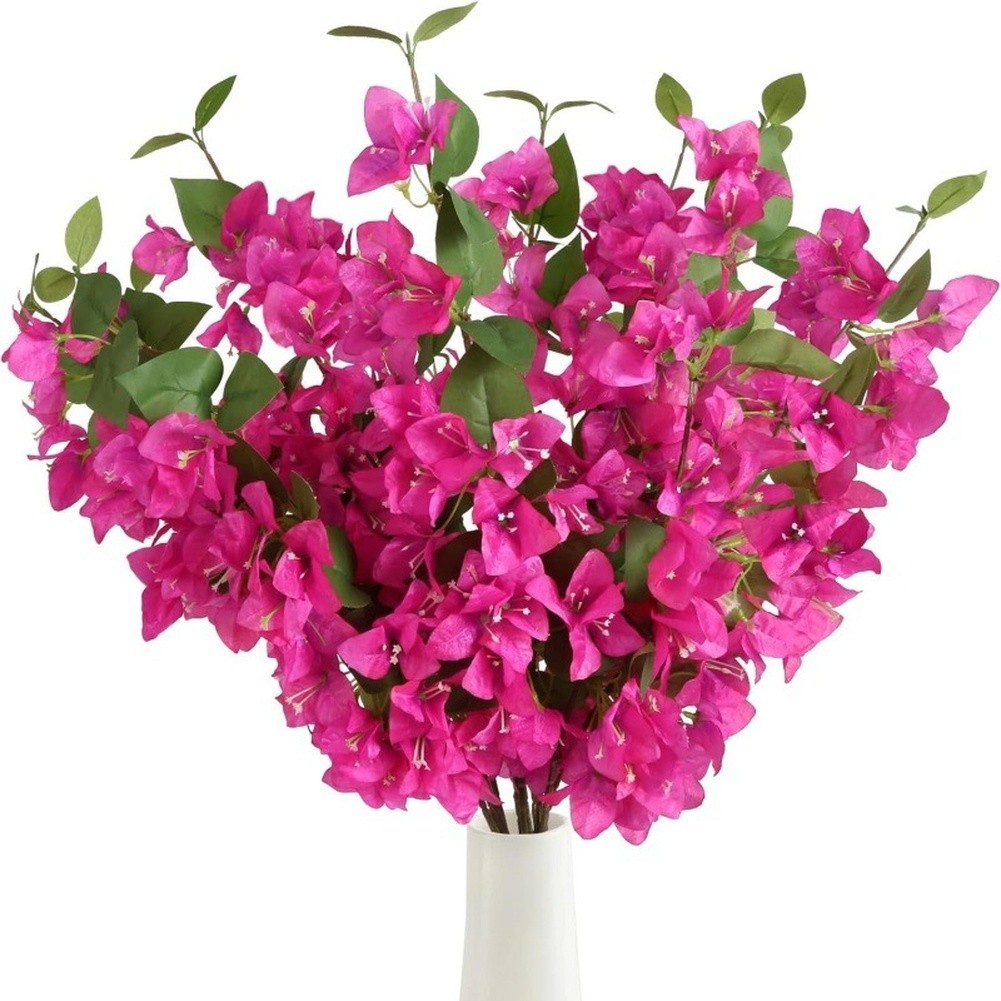 Silk Flower Stem Bougainvillea Branch Lifelike Texture Low Maintenance