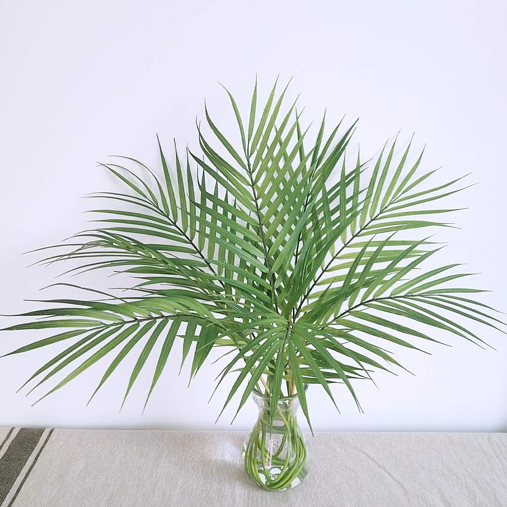 Artificial Areca Palm Leaves, 8 Pcs Faux Tropical Palm Tree Leaves Stems for …